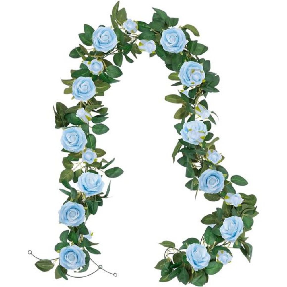 3Pcs ArtificialRose Vine Garland Total 19.68Ft Silk Flower Hanging BasketsPlants